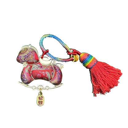 Shangjiukai Red "Bada Yun" Song Brocade Bag Charm 上久楷红八达晕宋锦包挂