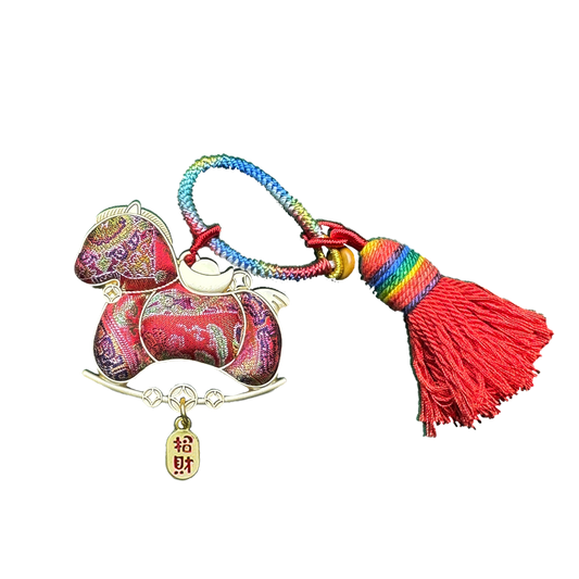 Shangjiukai Red "Bada Yun" Song Brocade Bag Charm 上久楷红八达晕宋锦包挂