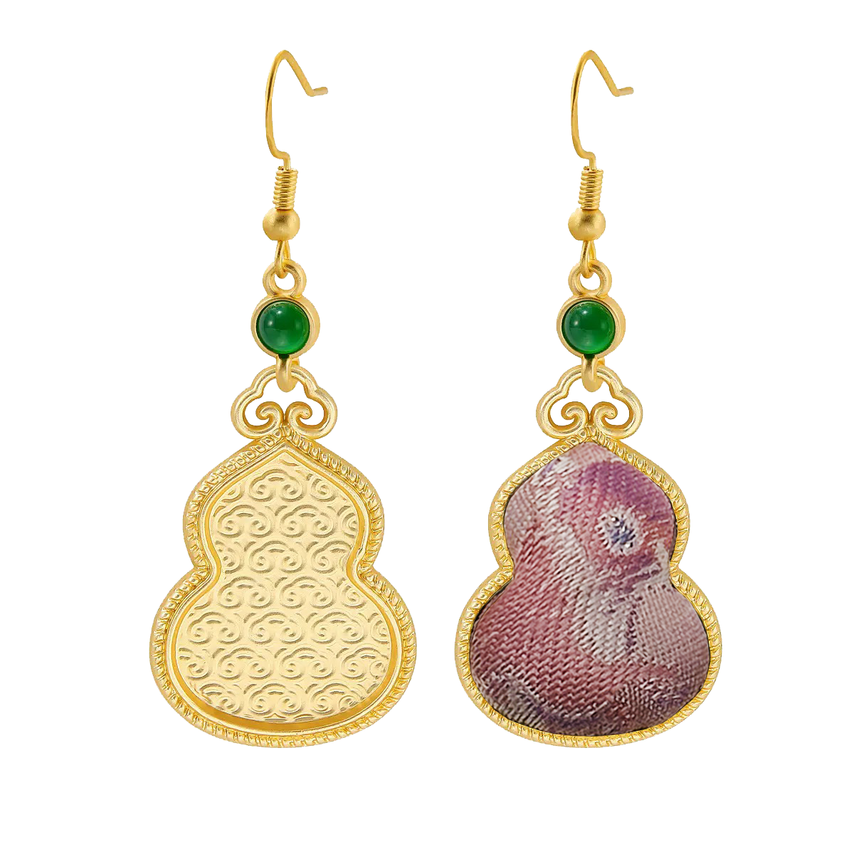 Sanma Squirrel & Grape Song Brocade Gourd Earrings 三马松鼠葡萄宋锦葫芦耳环
