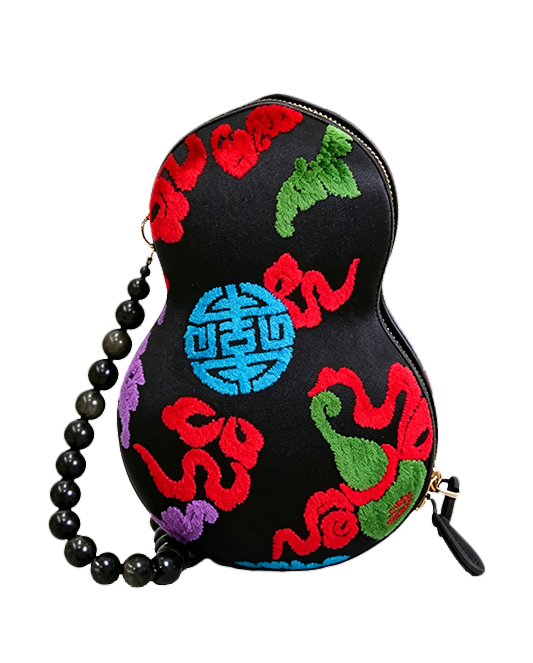 Gourd Pouch with Eight Treasures Gourd Pattern Zhang Velvet | 八宝葫芦纹漳绒葫芦包