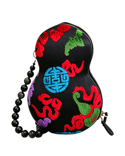 Gourd Pouch with Eight Treasures Gourd Pattern Zhang Velvet | 八宝葫芦纹漳绒葫芦包