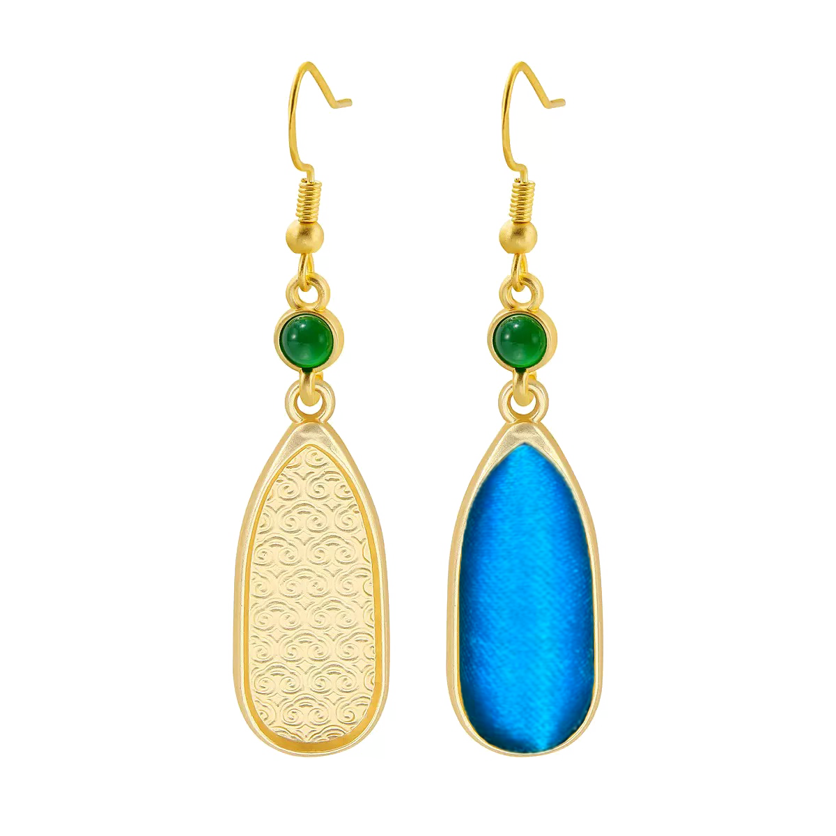 Long Teardrop Vintage Silk Satin Earrings 长水滴老缎耳环