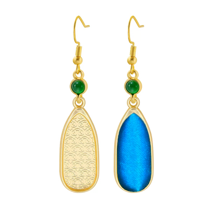 Long Teardrop Vintage Silk Satin Earrings 长水滴老缎耳环