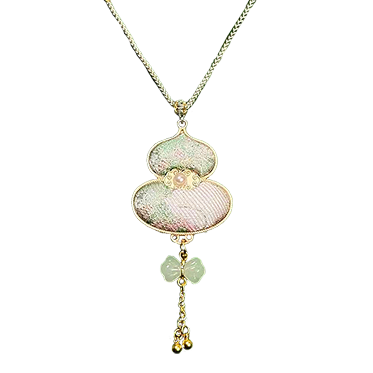 Moon & Spring Rabbit Song Brocade Necklace 周家明月兔衔春宋锦项链