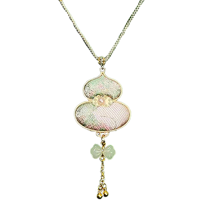 Moon & Spring Rabbit Song Brocade Necklace 周家明月兔衔春宋锦项链