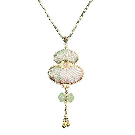 Moon & Spring Rabbit Song Brocade Necklace 周家明月兔衔春宋锦项链
