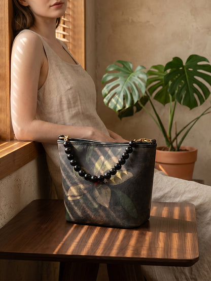 Heavy Satin Gambiered Guangdong Silk Shoulder Bag 重缎香云纱手提包