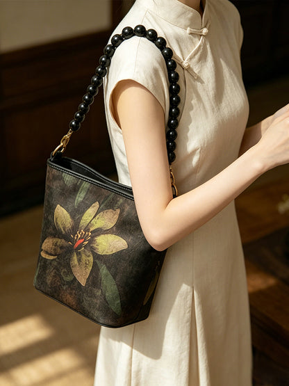 Heavy Satin Gambiered Guangdong Silk Shoulder Bag 重缎香云纱手提包