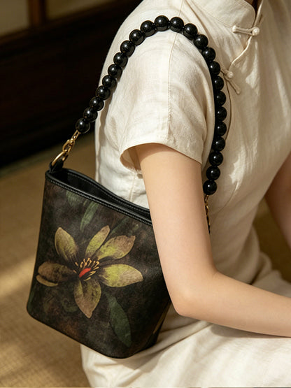 Heavy Satin Gambiered Guangdong Silk Shoulder Bag 重缎香云纱手提包