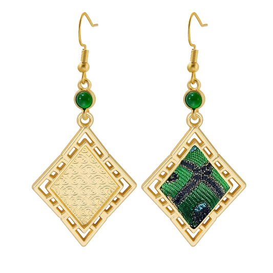 Shangjiukai Badayun Song Brocade Earrings 上久楷四达晕宋锦耳环