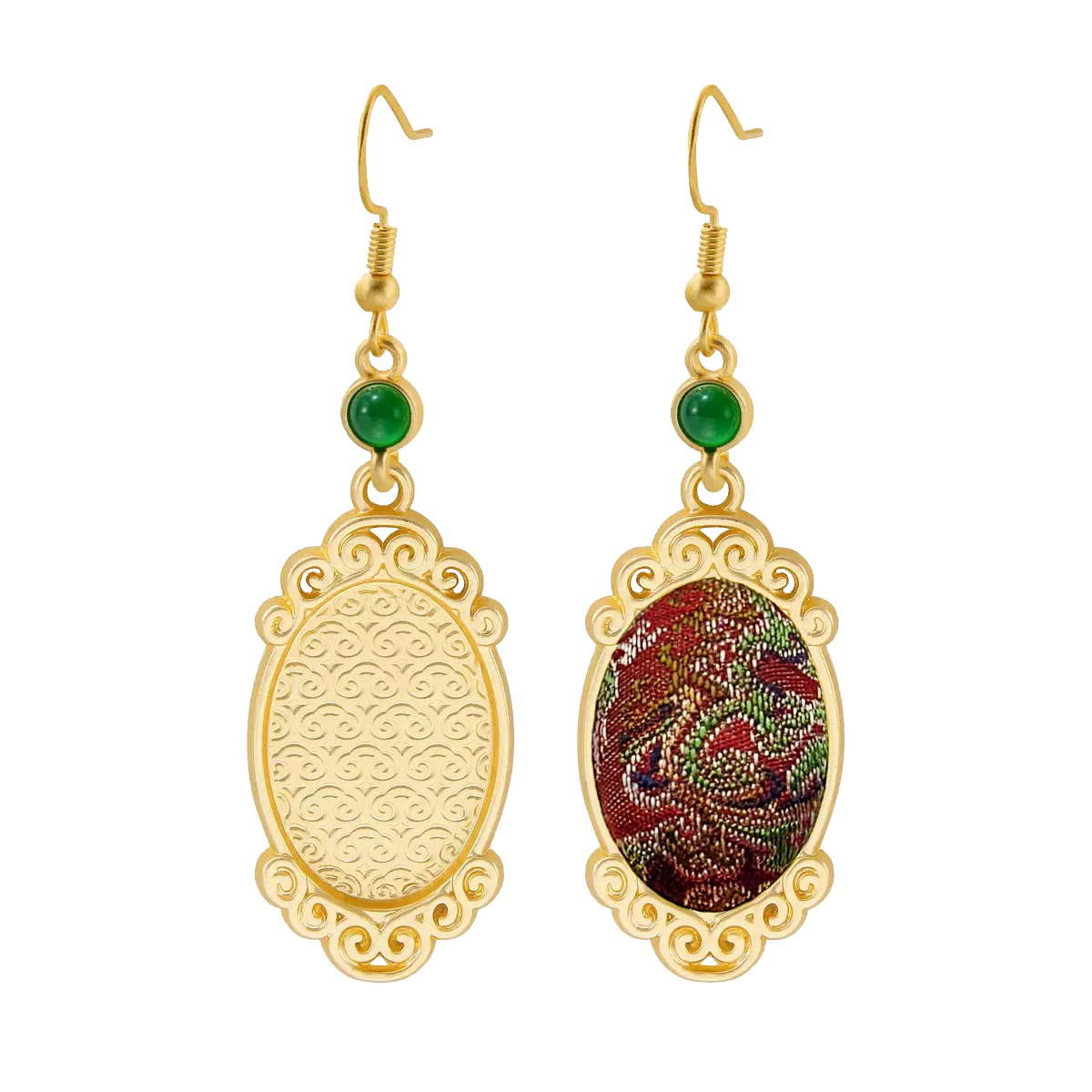 Shangjiukai Red Badayun Song Brocade Earrings 上久楷红八达晕宋锦耳环
