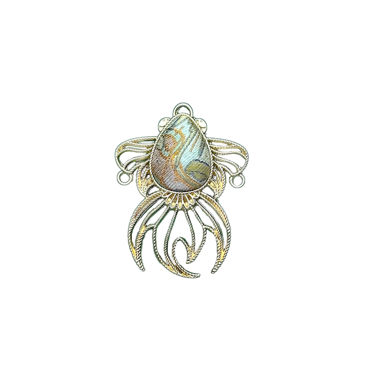 Fourfold Ruyi & Fortune Song Brocade Brooch by Li Dexi 李德喜四合如意纳财宋锦胸针
