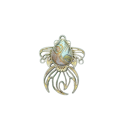 Fourfold Ruyi & Fortune Song Brocade Brooch by Li Dexi 李德喜四合如意纳财宋锦胸针