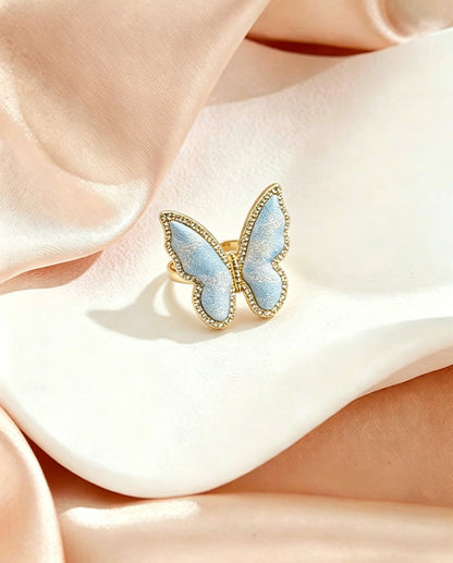 Li Dexi Auspicious Clouds &amp; Blessed Snow Song Brocade Butterfly Ring | 李德喜祥云瑞雪宋锦蝴蝶戒指