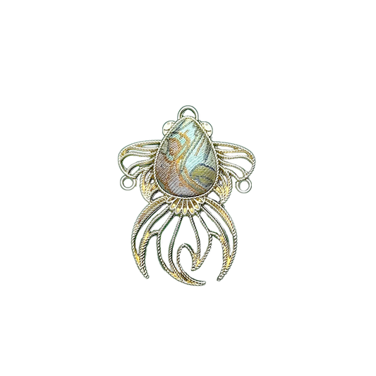 Fourfold Ruyi & Fortune Song Brocade Brooch by Li Dexi 李德喜四合如意纳财宋锦胸针