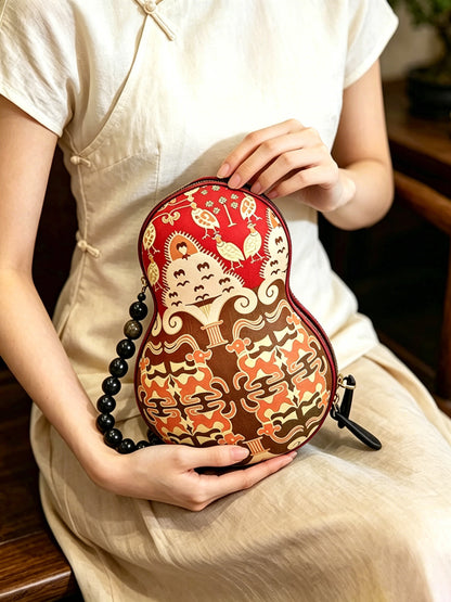 Zhang Hecai Fiery Trees & Silver Blossoms Shu Brocade Gourd Handbag | 张和才火树银花不夜天蜀锦