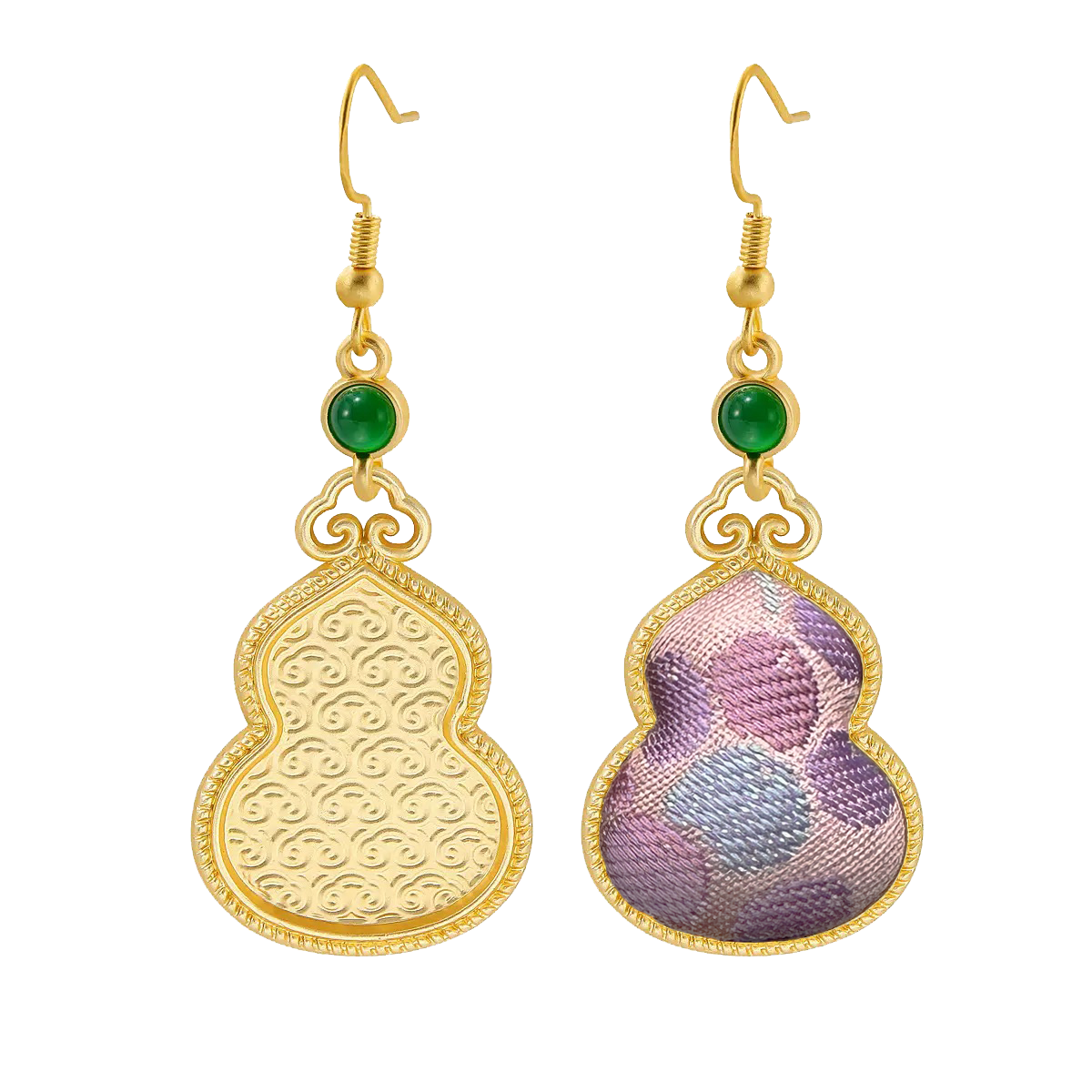Sanma Squirrel & Grape Song Brocade Gourd Earrings 三马松鼠葡萄宋锦葫芦耳环