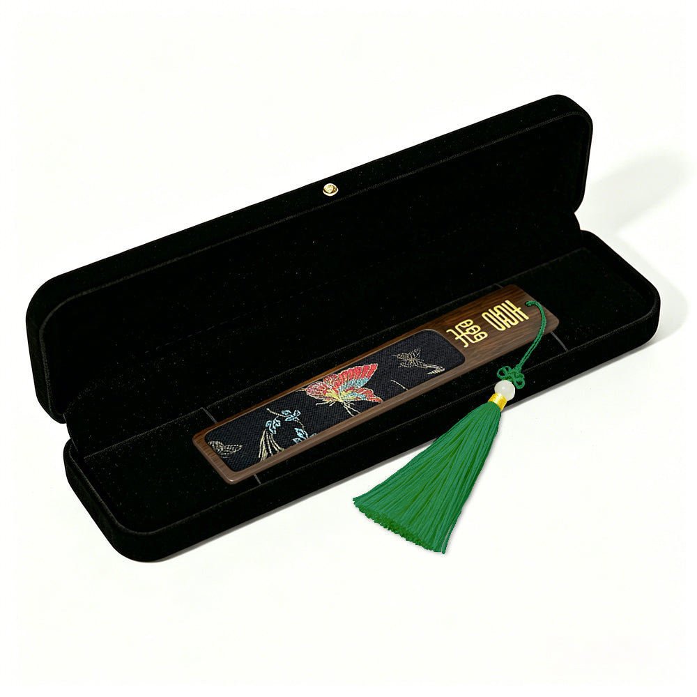 Four Gentlemen Song Brocade Bookmark by Zhang Guoquan 张国权四君子宋锦书签