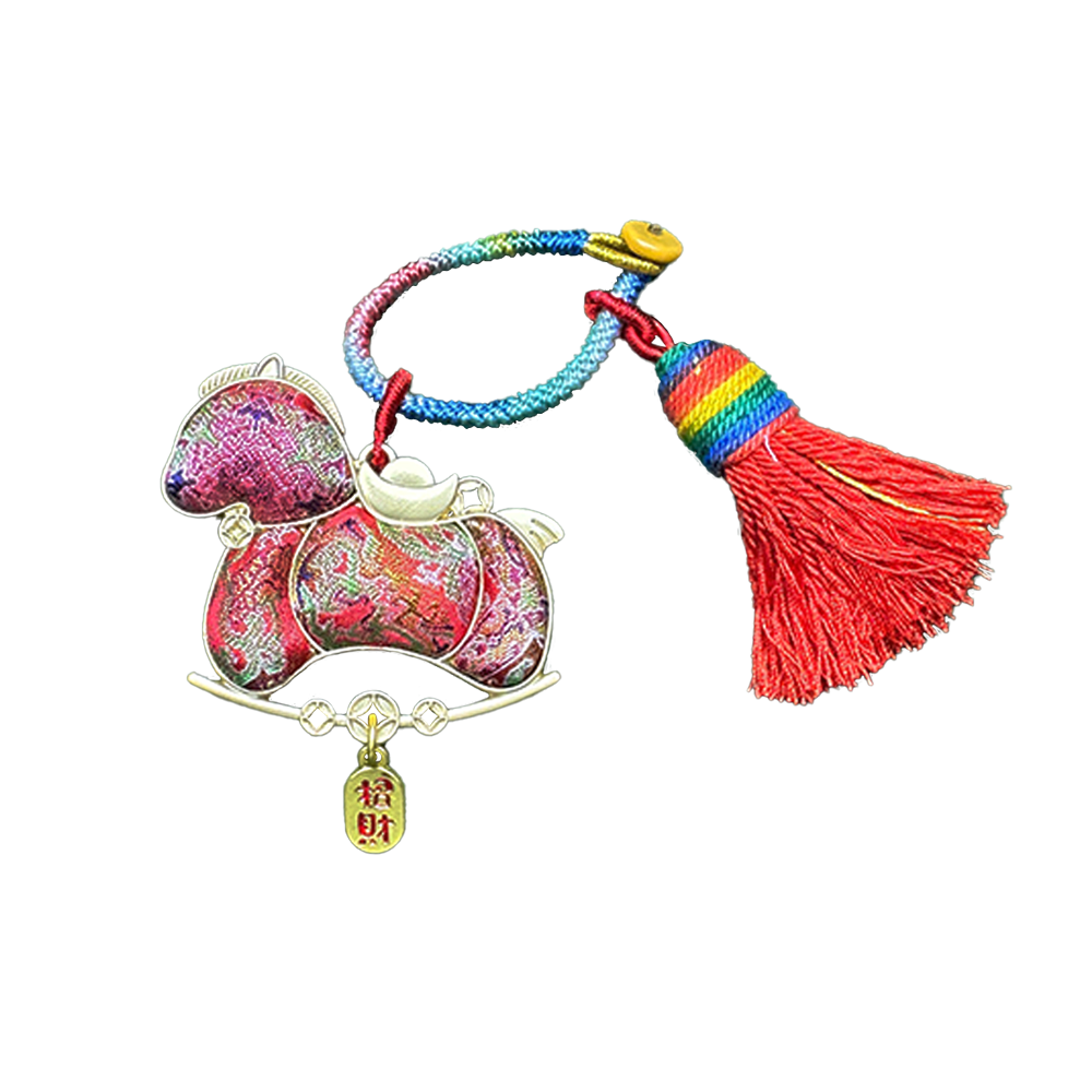 Shangjiukai Red "Bada Yun" Song Brocade Bag Charm 上久楷红八达晕宋锦包挂