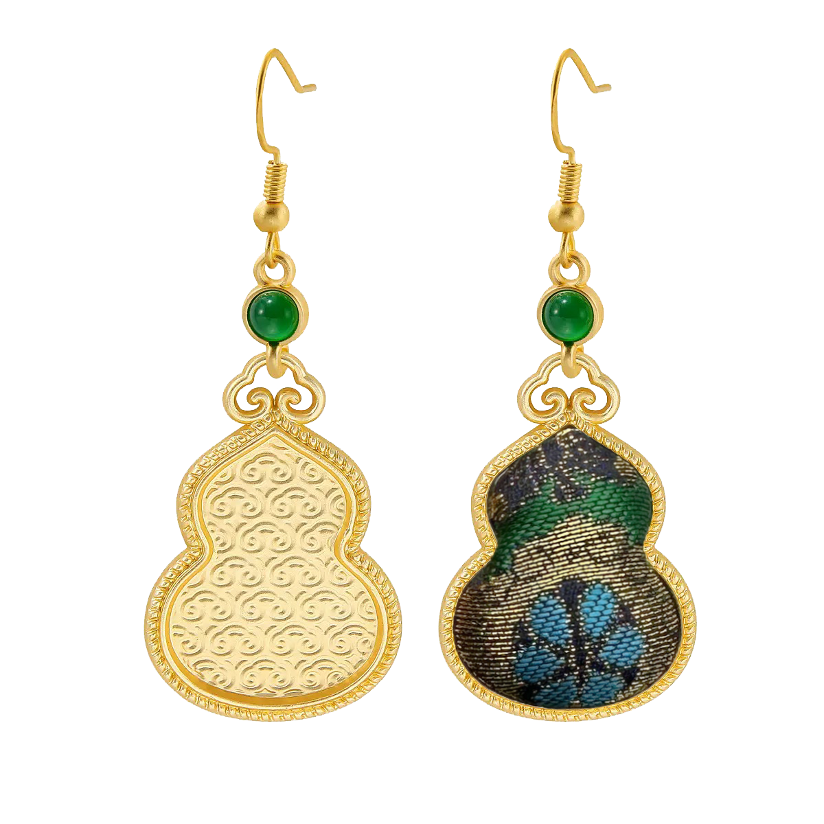 Shangjiukai Sidayun Song Brocade Gourd Earrings 上久楷四达晕宋锦葫芦耳环