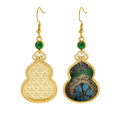 Shangjiukai Sidayun Song Brocade Gourd Earrings 上久楷四达晕宋锦葫芦耳环