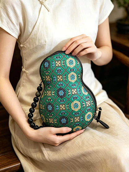 Shangjiukai Four-Directional Radiance Song Brocade Gourd Handbag | 上久楷四达晕宋锦葫芦包