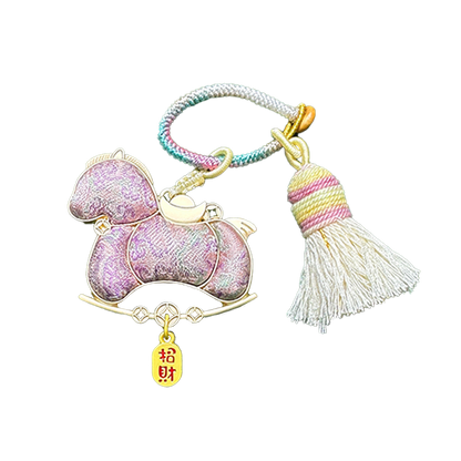 Sanma Pink "Bada Yun" Song Brocade Bag Charm 三马粉色八达晕宋锦包挂