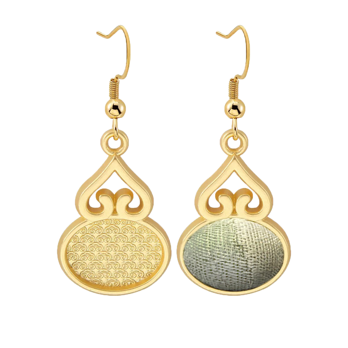 Song Brocade Earrings | Tea Scent & Moonlit Lotus Pond 茶香荷塘月色宋锦耳环