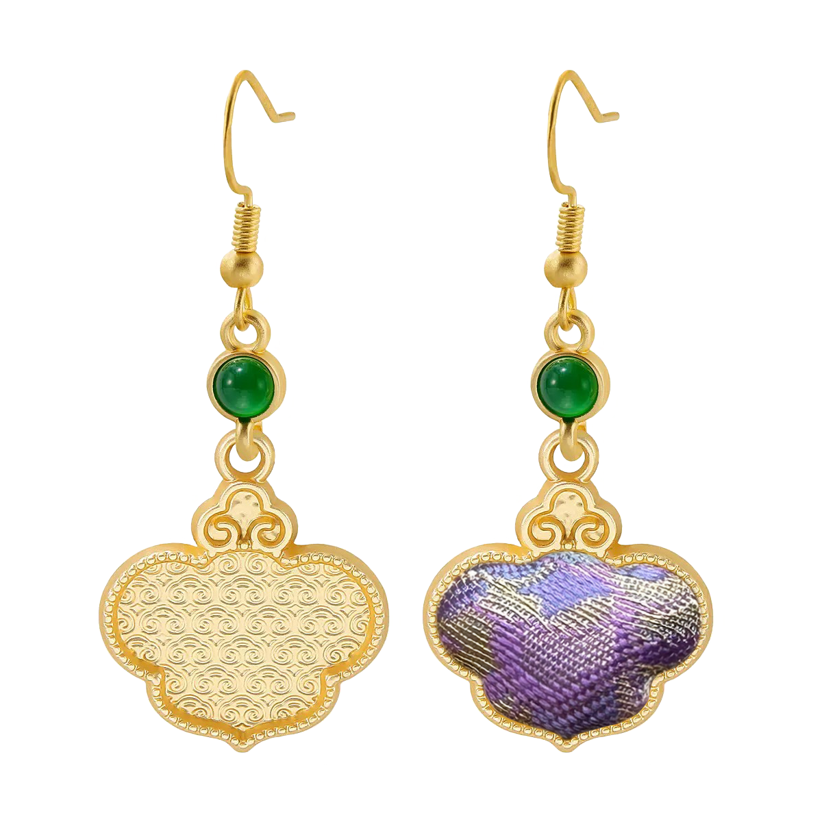Yujiutian Purple Treasure Flower Song Brocade Ruyi Earrings 御九天紫宝相宋锦如意耳环