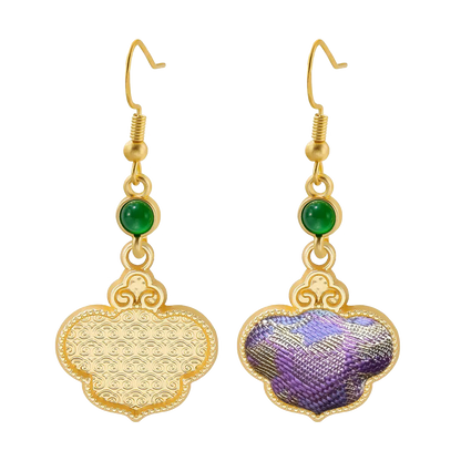 Yujiutian Purple Treasure Flower Song Brocade Ruyi Earrings 御九天紫宝相宋锦如意耳环