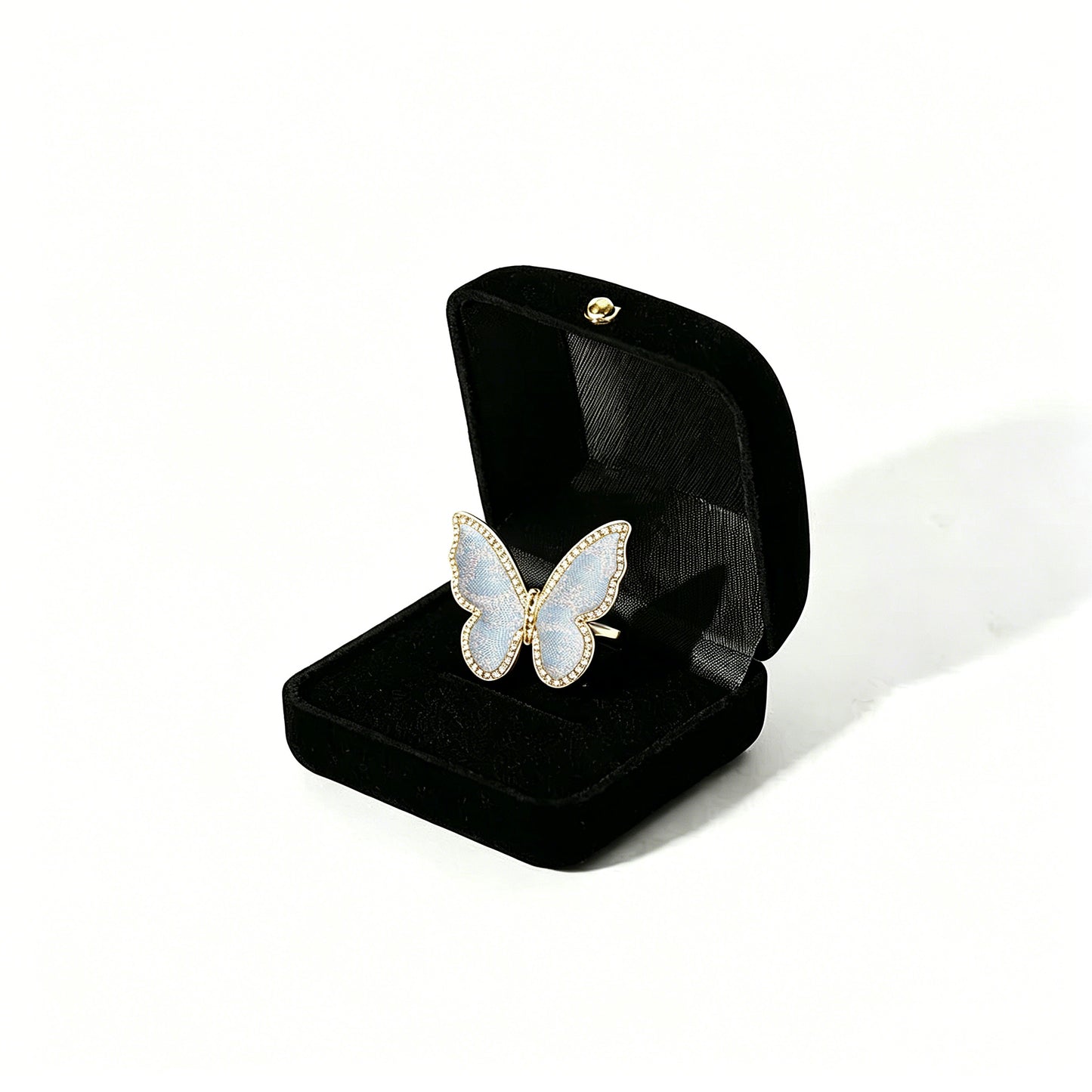 Li Dexi Auspicious Clouds &amp; Blessed Snow Song Brocade Butterfly Ring | 李德喜祥云瑞雪宋锦蝴蝶戒指