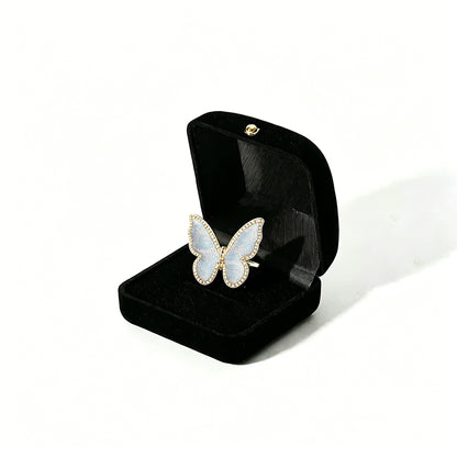 Li Dexi Auspicious Clouds &amp; Blessed Snow Song Brocade Butterfly Ring | 李德喜祥云瑞雪宋锦蝴蝶戒指