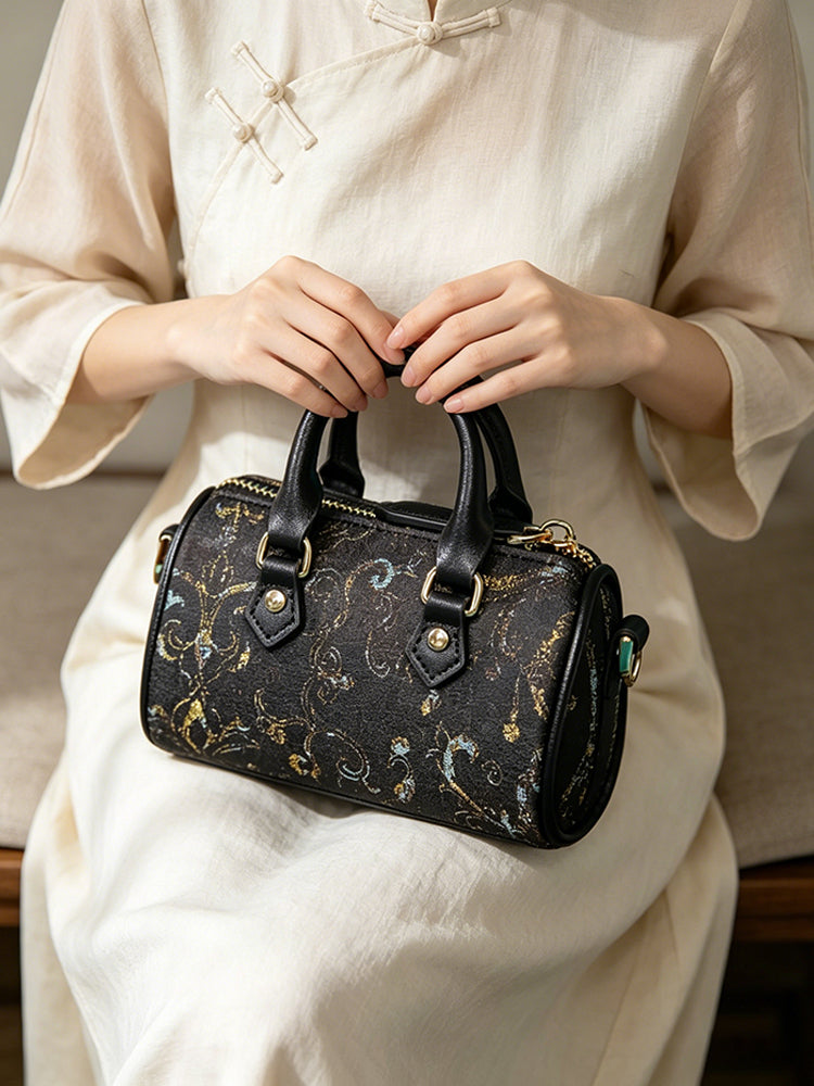 Interlocking Lotus Pattern Song Brocade Handbag 缠枝莲纹宋锦手提包
