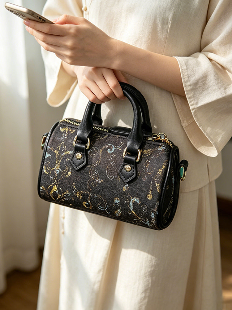 Interlocking Lotus Pattern Song Brocade Handbag 缠枝莲纹宋锦手提包
