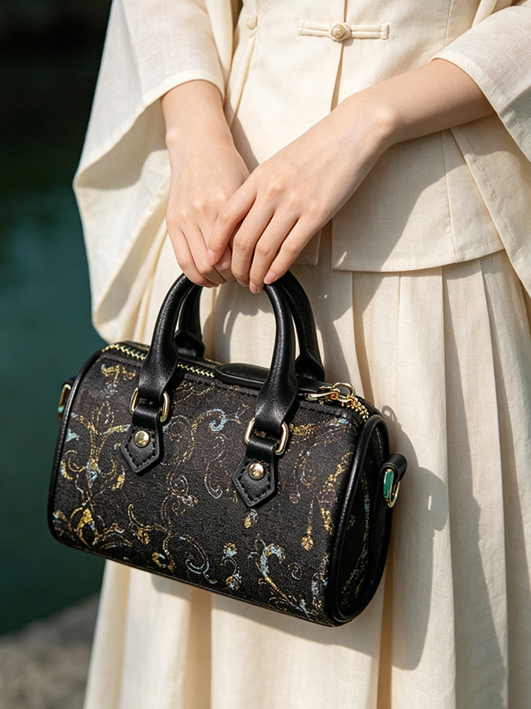 Interlocking Lotus Pattern Song Brocade Handbag 缠枝莲纹宋锦手提包