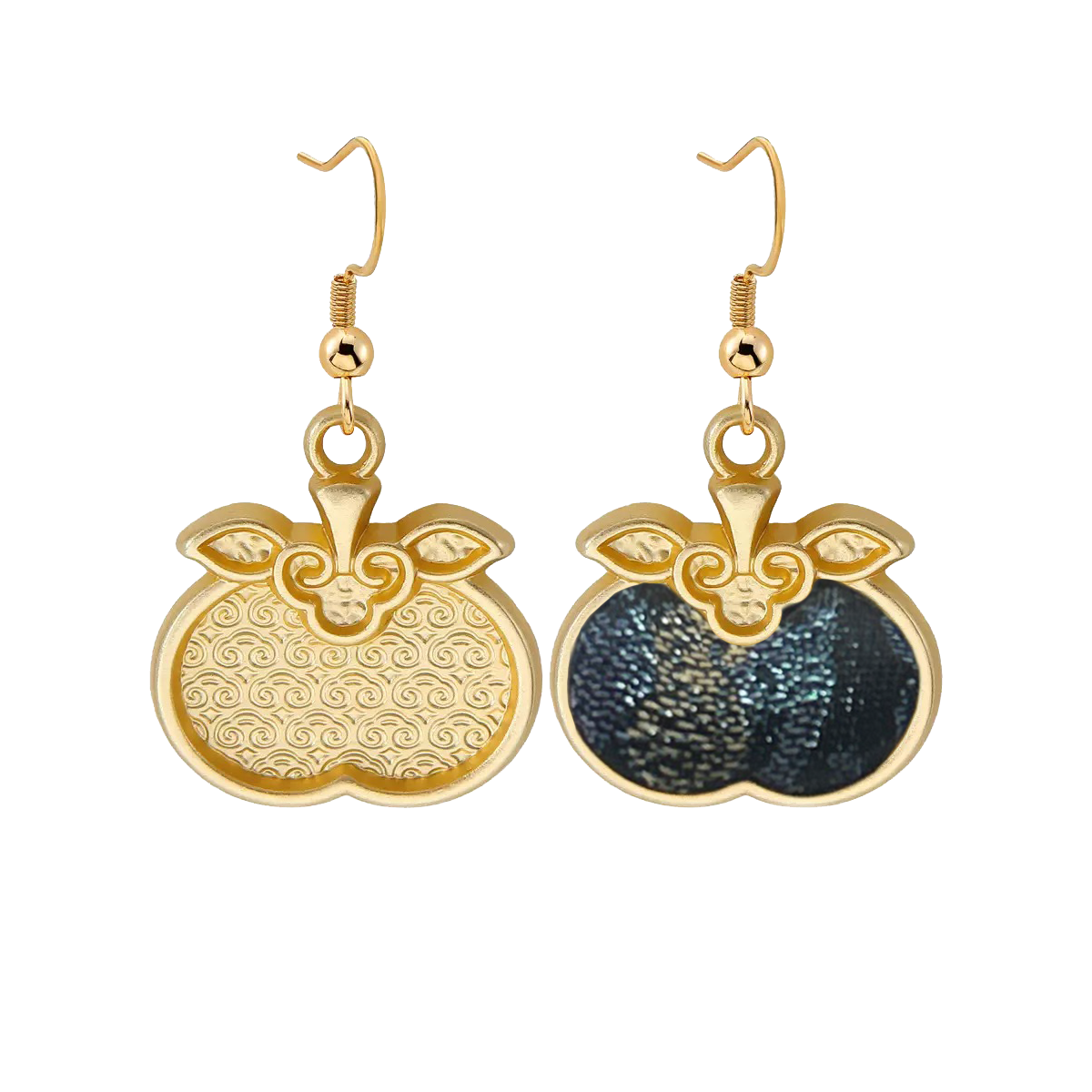 Shangjiukai Navy Bada Yun Earrings with Mother-of-Pearl Inlay 上久楷螺钿藏蓝八达晕耳环