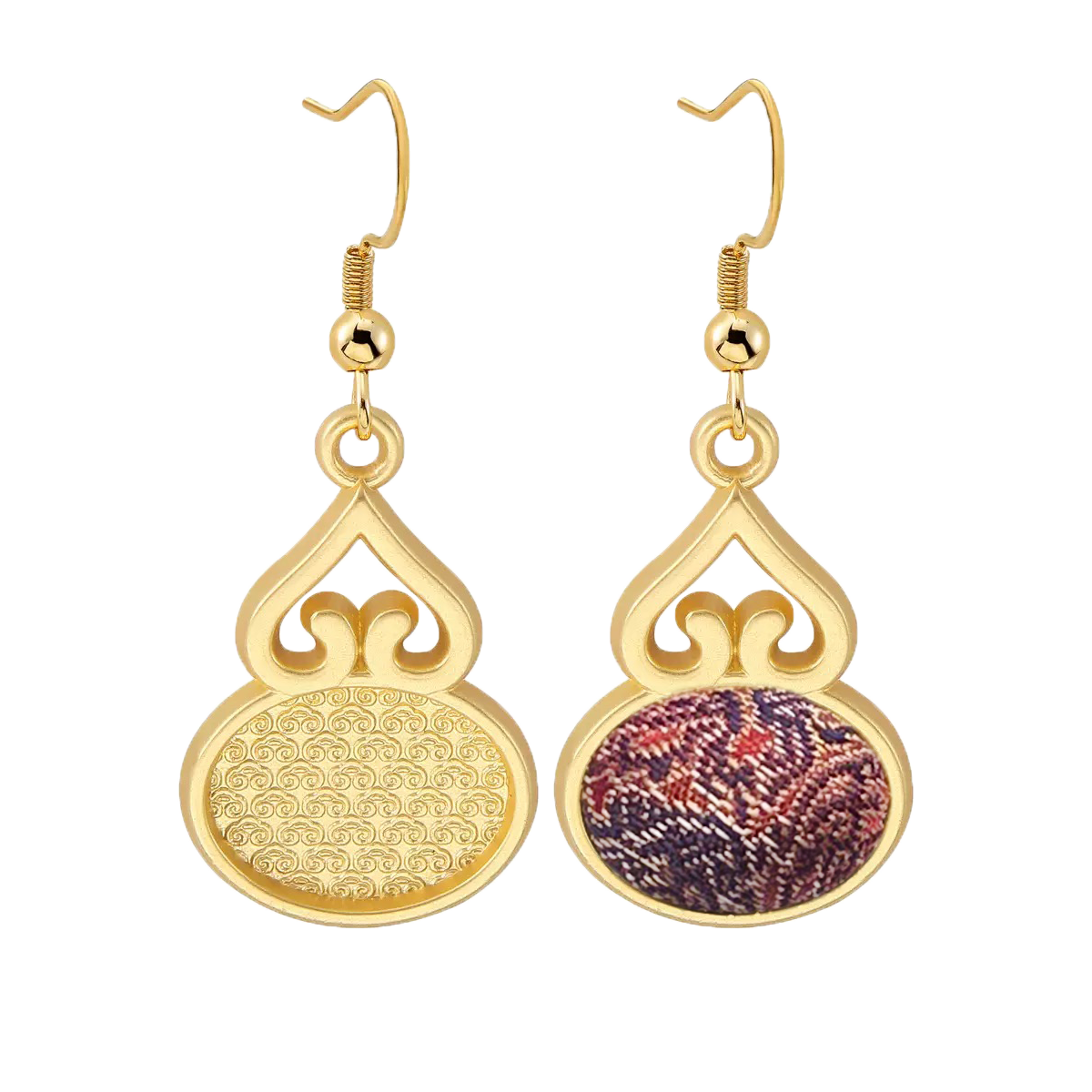 Song Brocade Earrings | Shangjiukai, Red Bada Yun Motif 上久楷红八达晕宋锦耳环
