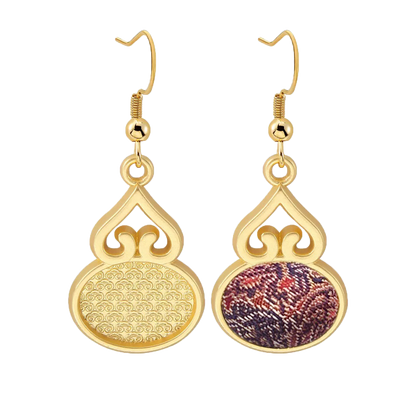 Song Brocade Earrings | Shangjiukai, Red Bada Yun Motif 上久楷红八达晕宋锦耳环
