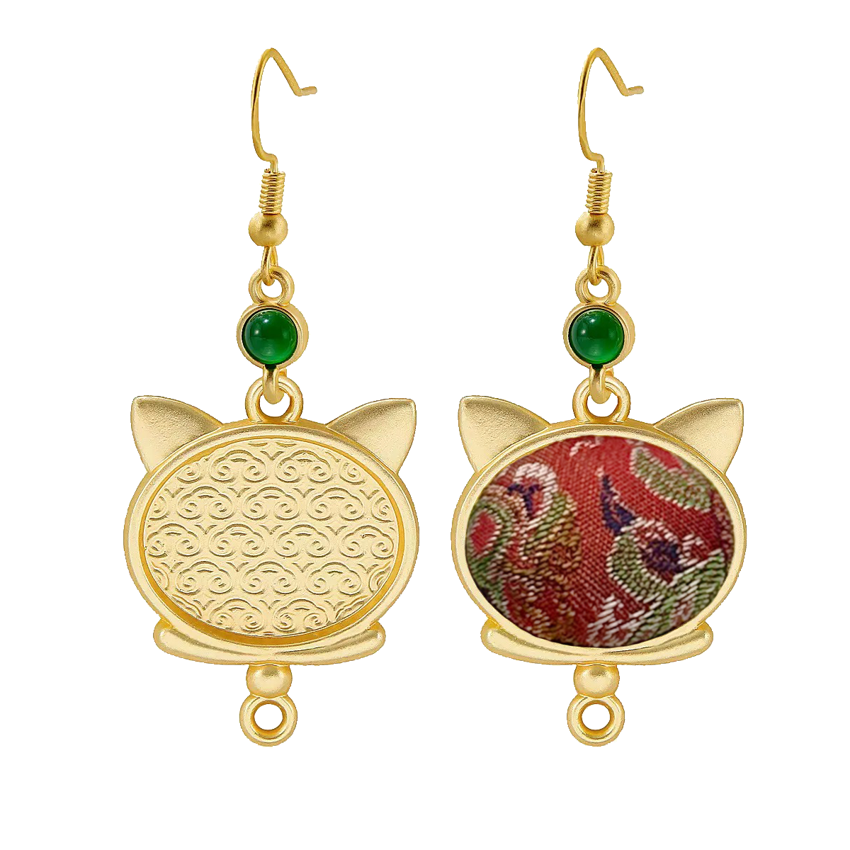 Shangjiukai Red Badayun Song Brocade Earrings 上久楷红八达晕宋锦耳环