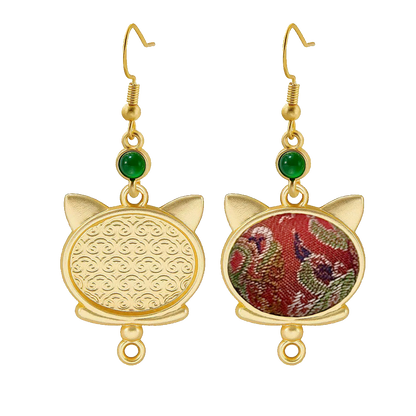 Shangjiukai Red Badayun Song Brocade Earrings 上久楷红八达晕宋锦耳环