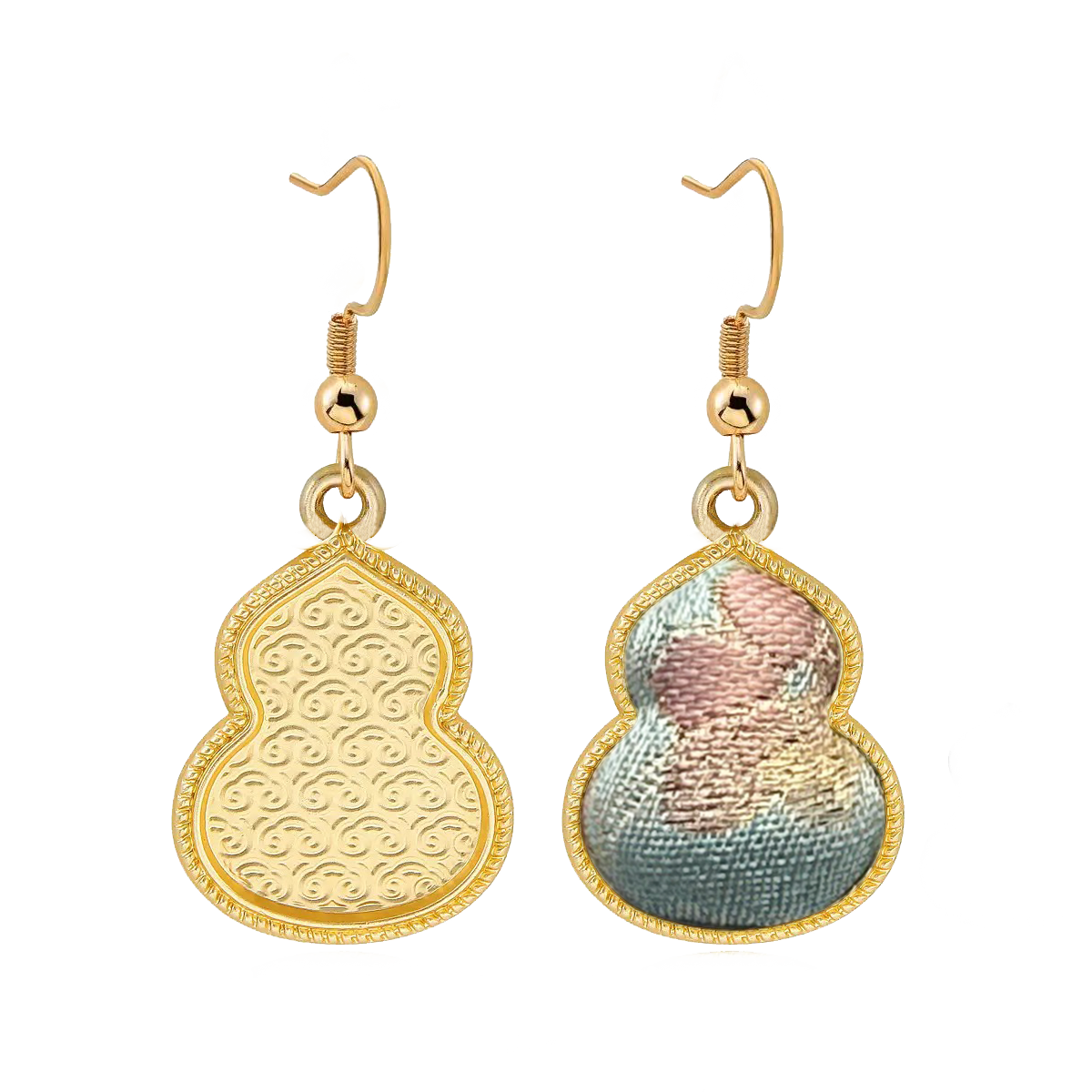 Song Brocade Earrings | Peach Grove & Bai Ze, by Li Dexi 李德喜桃林白泽宋锦耳环