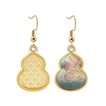 Song Brocade Earrings | Peach Grove & Bai Ze, by Li Dexi 李德喜桃林白泽宋锦耳环