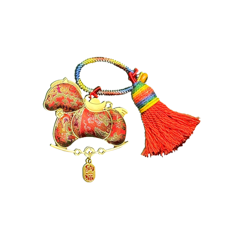 Shangjiukai Red "Bada Yun" Song Brocade Bag Charm 上久楷红八达晕宋锦包挂