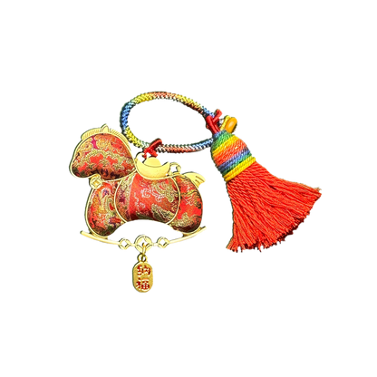 Shangjiukai Red "Bada Yun" Song Brocade Bag Charm 上久楷红八达晕宋锦包挂