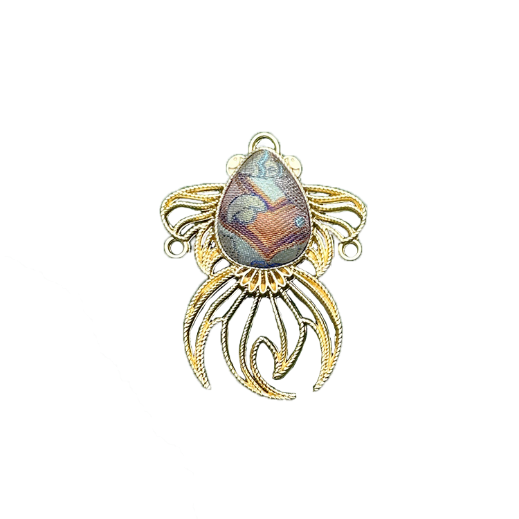 Fourfold Ruyi & Fortune Song Brocade Brooch by Li Dexi 李德喜四合如意纳财宋锦胸针