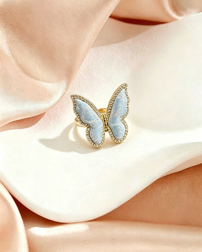 Li Dexi Auspicious Clouds &amp; Blessed Snow Song Brocade Butterfly Ring | 李德喜祥云瑞雪宋锦蝴蝶戒指