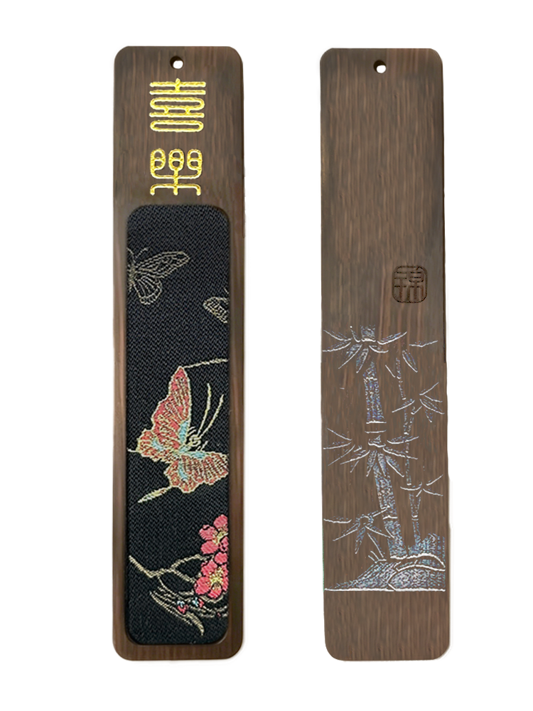 Four Gentlemen Song Brocade Bookmark by Zhang Guoquan 张国权四君子宋锦书签