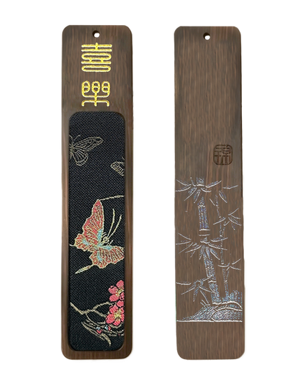 Four Gentlemen Song Brocade Bookmark by Zhang Guoquan 张国权四君子宋锦书签