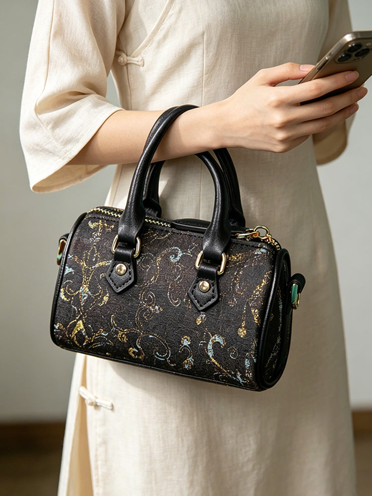 Interlocking Lotus Pattern Song Brocade Handbag 缠枝莲纹宋锦手提包