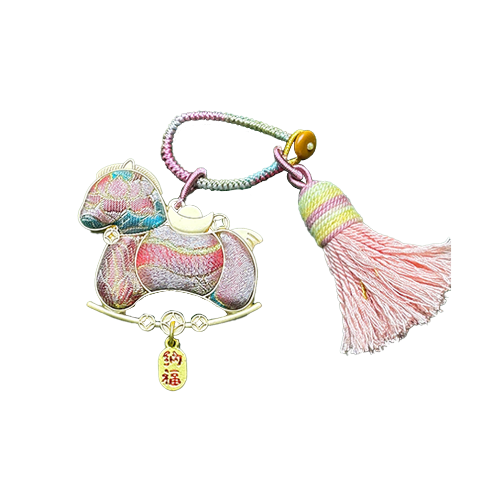 Li Dexi "Leaping Carp" Song Brocade Bag Charm 李德喜鱼跃龙门宋锦包挂